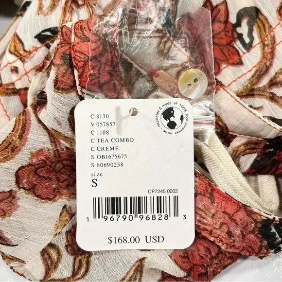 Free People Dress Boho See It Through Floral Sheer Lined Orange Brown NWT Size S