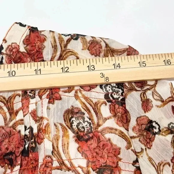 Free People Dress Boho See It Through Floral Sheer Lined Orange Brown NWT Size S