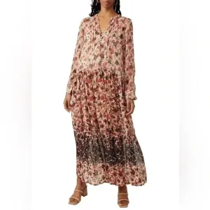 Free People Dress Boho See It Through Floral Sheer Lined Orange Brown NWT Size S