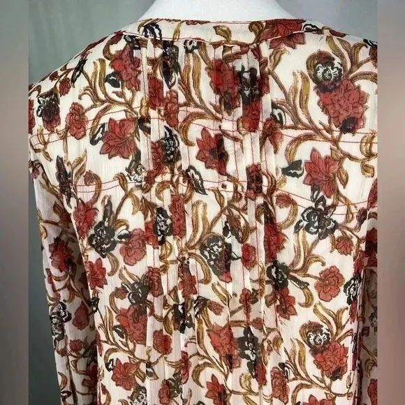 Free People Dress Boho See It Through Floral Sheer Lined Orange Brown NWT Size S