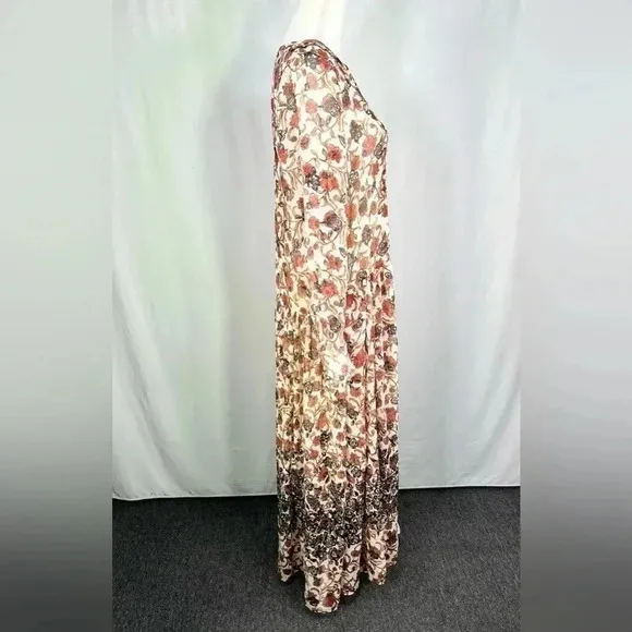 Free People Dress Boho See It Through Floral Sheer Lined Orange Brown NWT Size S