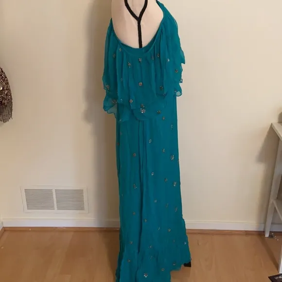 Free People Emerald Celestial Halter Gown