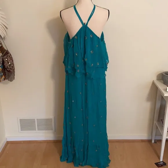 Free People Emerald Celestial Halter Gown