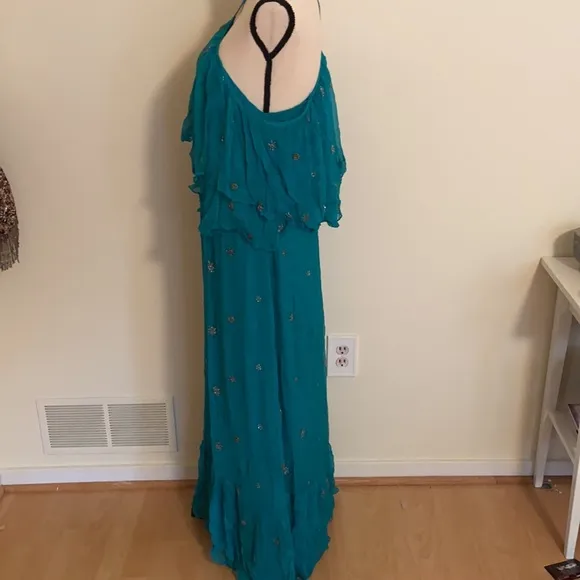 Free People Emerald Celestial Halter Gown