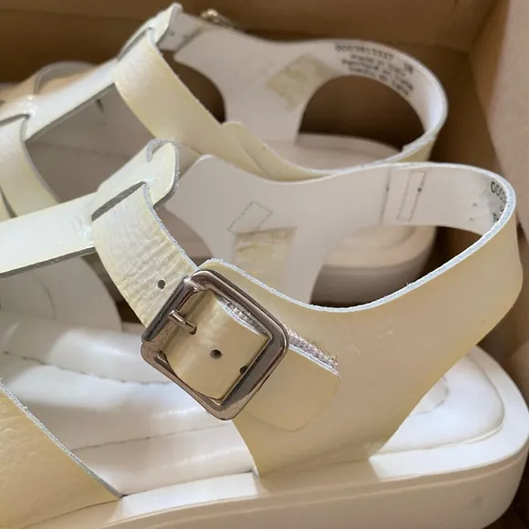 Free People Finn Fisherman Platform Italian Leather Sandals in White/Cream 38