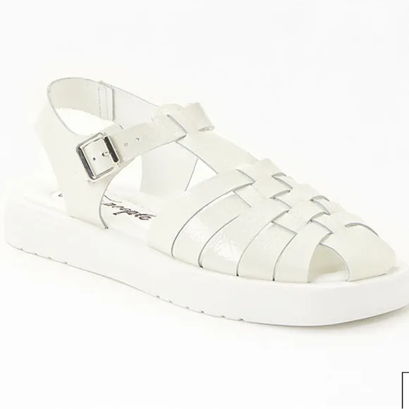 Free People Finn Fisherman Platform Italian Leather Sandals in White/Cream 38