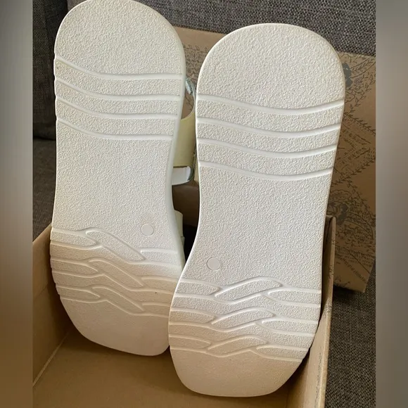 Free People Finn Fisherman Platform Italian Leather Sandals in White/Cream 38