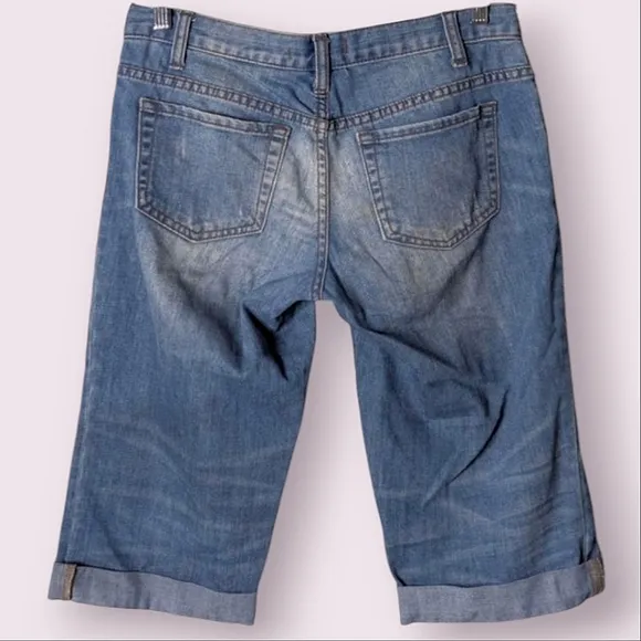 Free People Low Rise Stretch Denim Cuffed  Bermuda Shorts size 26