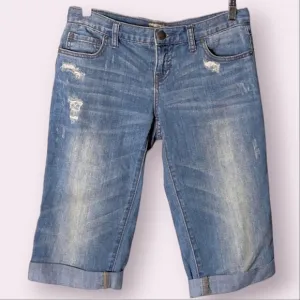 Free People Low Rise Stretch Denim Cuffed  Bermuda Shorts size 26