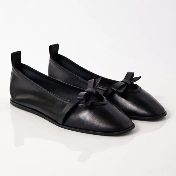 FREE PEOPLE Mania Bow Flats / Black Leather