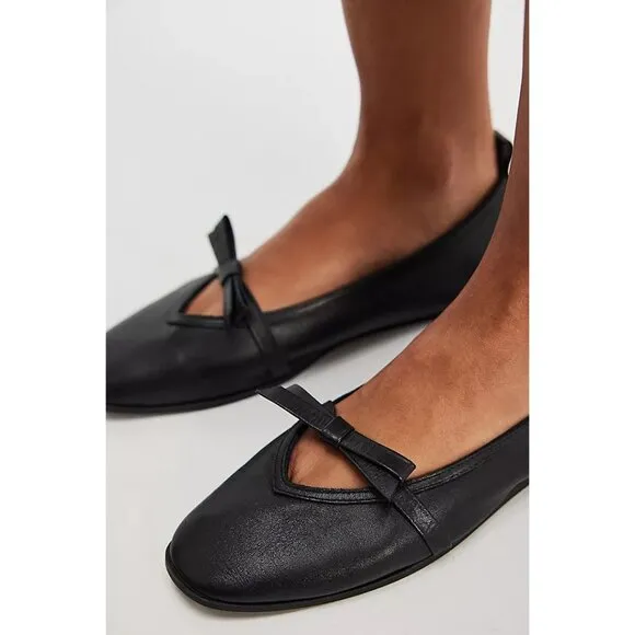 FREE PEOPLE Mania Bow Flats / Black Leather
