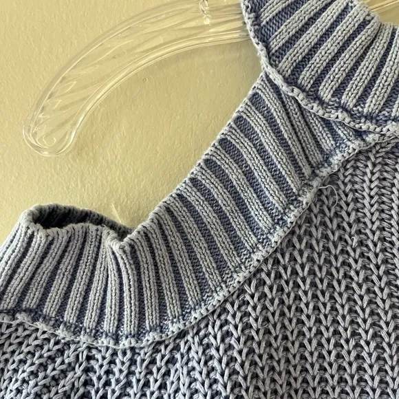 Free People Off Shoulder Cutout Pullover Chunky Knit Top Stretch Sweater, Size L