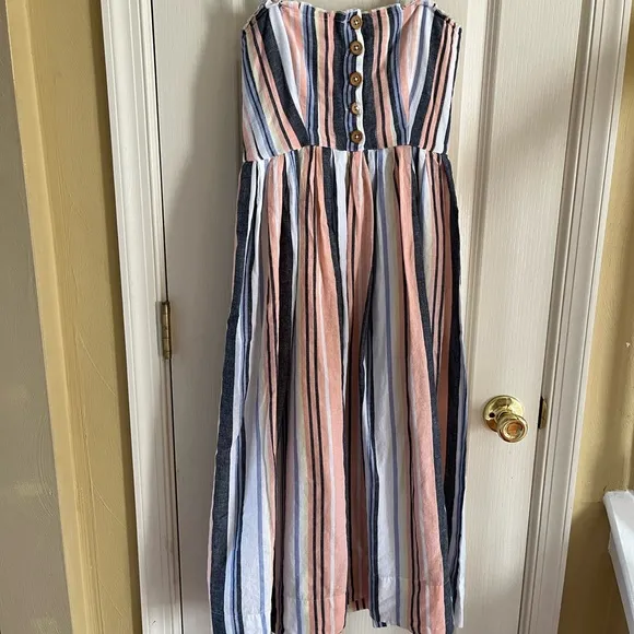 Free People Pink Multicolor Lilah Midi Dress