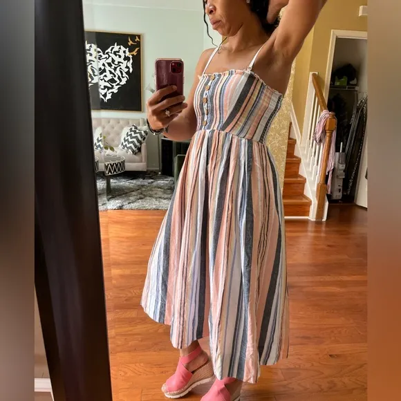 Free People Pink Multicolor Lilah Midi Dress