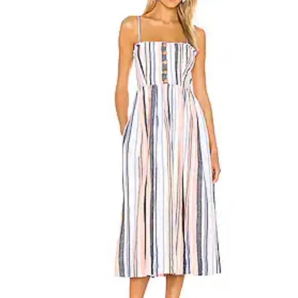 Free People Pink Multicolor Lilah Midi Dress