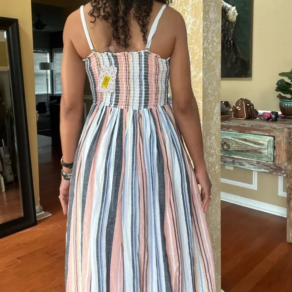Free People Pink Multicolor Lilah Midi Dress