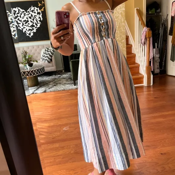 Free People Pink Multicolor Lilah Midi Dress