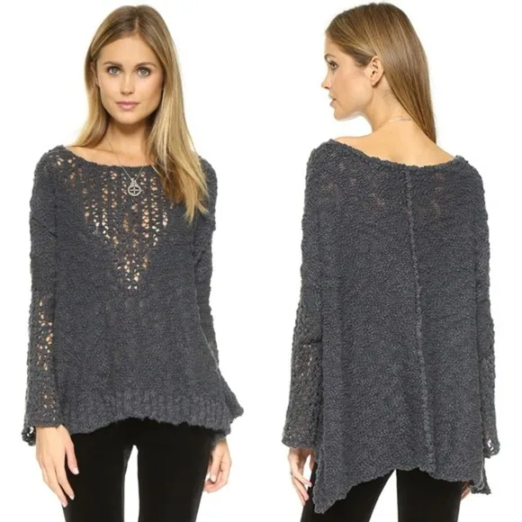 [Free People] Pretty In Pointelle Longline Sweater