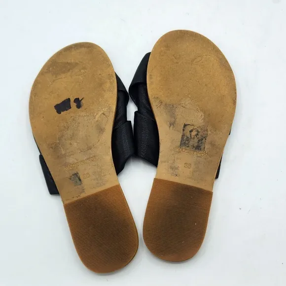 FREE PEOPLE RIO VISTA LEATHER FLAT SLIDE SANDALS SIZE 38, 7US