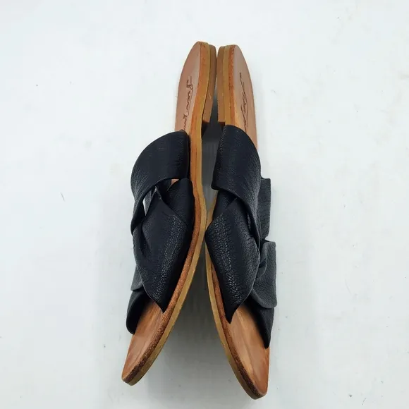 FREE PEOPLE RIO VISTA LEATHER FLAT SLIDE SANDALS SIZE 38, 7US