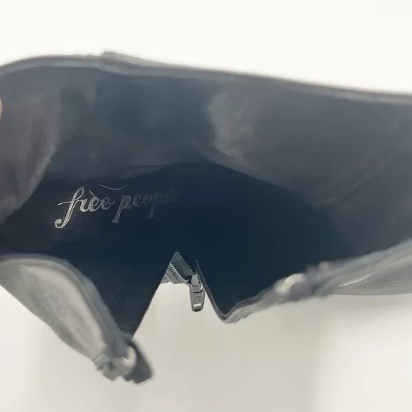 Free People Round Heel Black Leather Boots Size EU 36