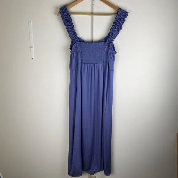 Free People Scorpio Shine Midi Dress Size L Blue Lilac Sleeveless Occasion Soft