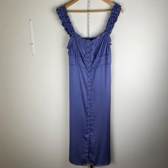 Free People Scorpio Shine Midi Dress Size L Blue Lilac Sleeveless Occasion Soft