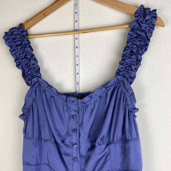Free People Scorpio Shine Midi Dress Size L Blue Lilac Sleeveless Occasion Soft