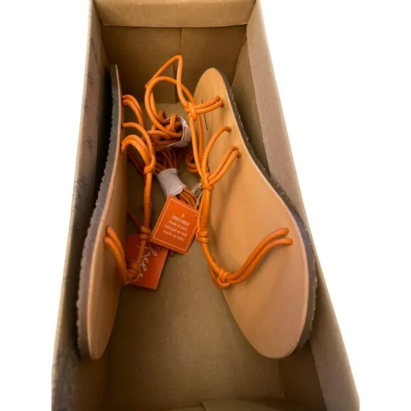 Free People So Strappy Sandal Shoes Sunset Orange NEW Size 8