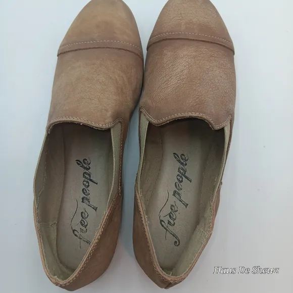 Free People Suade Leather tan Pointed Toe Flats Women's Sz 37