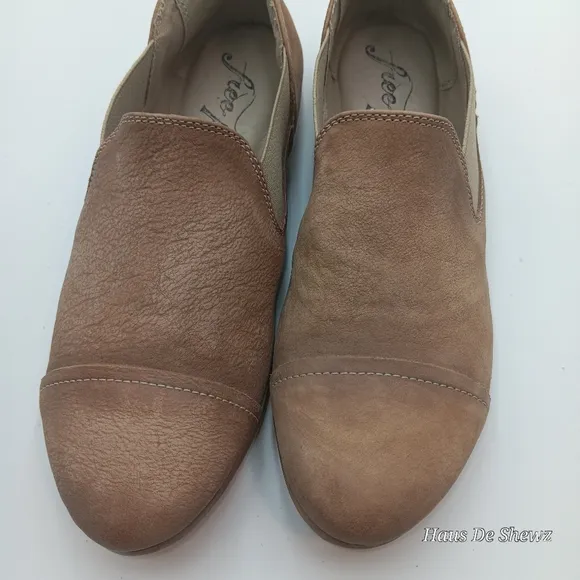 Free People Suade Leather tan Pointed Toe Flats Women's Sz 37
