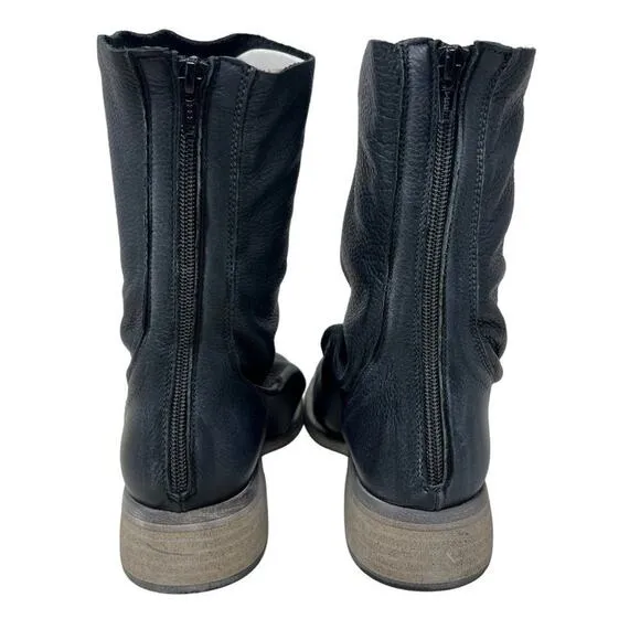 Free People Sutton Tight Slouch Leather Boots in Black 41/10.5