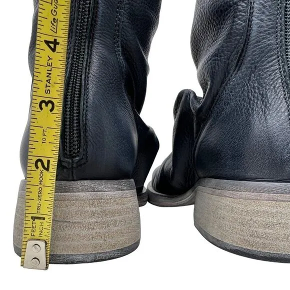 Free People Sutton Tight Slouch Leather Boots in Black 41/10.5