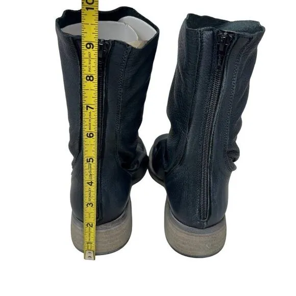 Free People Sutton Tight Slouch Leather Boots in Black 41/10.5