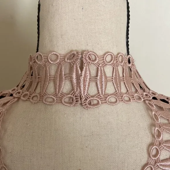 Free People Victorian Corset Back Lace Front Dusty Rose Mini Dress
