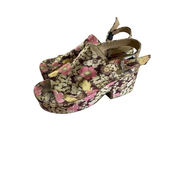 Free People Women's Ditsy Floral Slingback Bohemian Wedges - 40 (US 9)