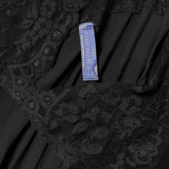 Free People Women's Dress Black Floral Lace Whimsigoth Grunge Witchy Babydoll S