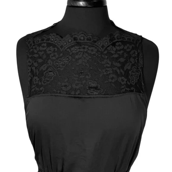Free People Women's Dress Black Floral Lace Whimsigoth Grunge Witchy Babydoll S
