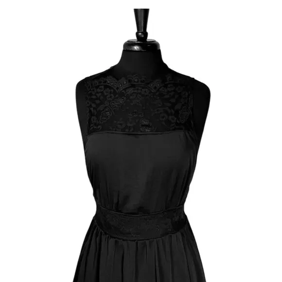 Free People Women's Dress Black Floral Lace Whimsigoth Grunge Witchy Babydoll S