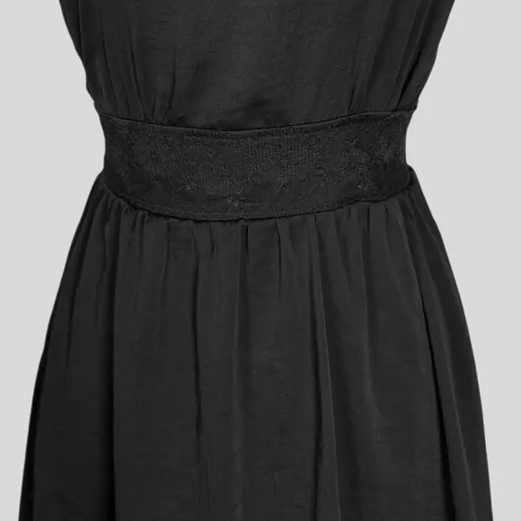 Free People Women's Dress Black Floral Lace Whimsigoth Grunge Witchy Babydoll S