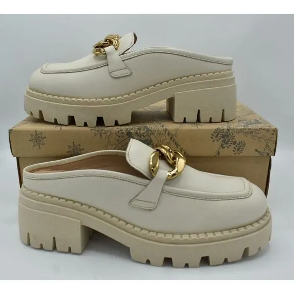 Free People Womens Size EU 38.5 US 8.5 Lyra Link Bone Leather Slip On Mule Shoes