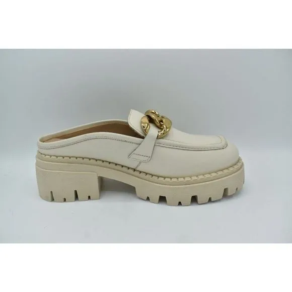 Free People Womens Size EU 38.5 US 8.5 Lyra Link Bone Leather Slip On Mule Shoes