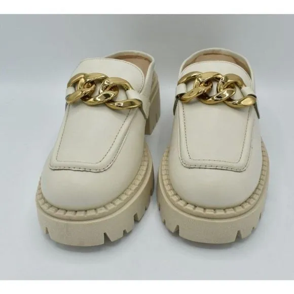 Free People Womens Size EU 38.5 US 8.5 Lyra Link Bone Leather Slip On Mule Shoes