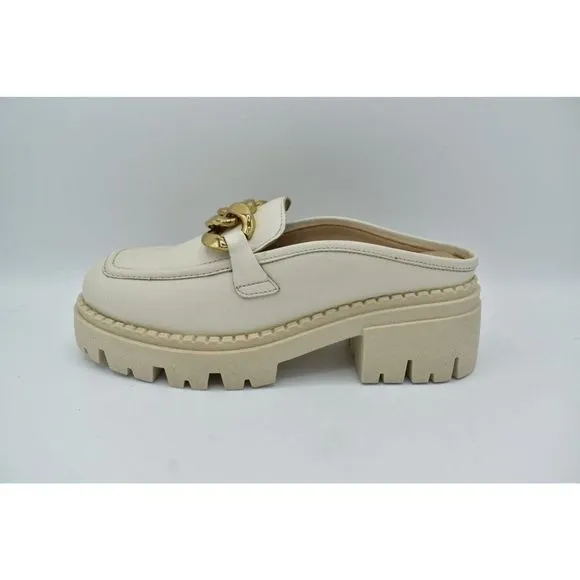 Free People Womens Size EU 38.5 US 8.5 Lyra Link Bone Leather Slip On Mule Shoes