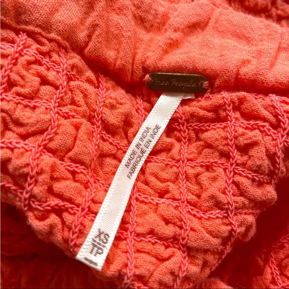 Free people women’s textured gauze mini skirt crop top set Orange size XS