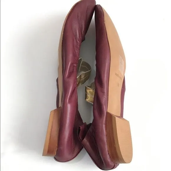 Free People Red Leather Flats Solitaire Pointed Toe Slip-On Shoes Size 11 New