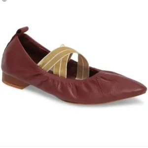 Free People Red Leather Flats Solitaire Pointed Toe Slip-On Shoes Size 11 New