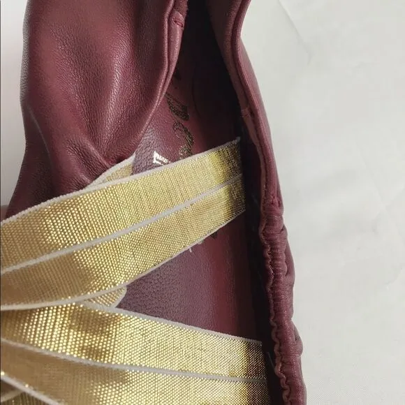 Free People Red Leather Flats Solitaire Pointed Toe Slip-On Shoes Size 11 New