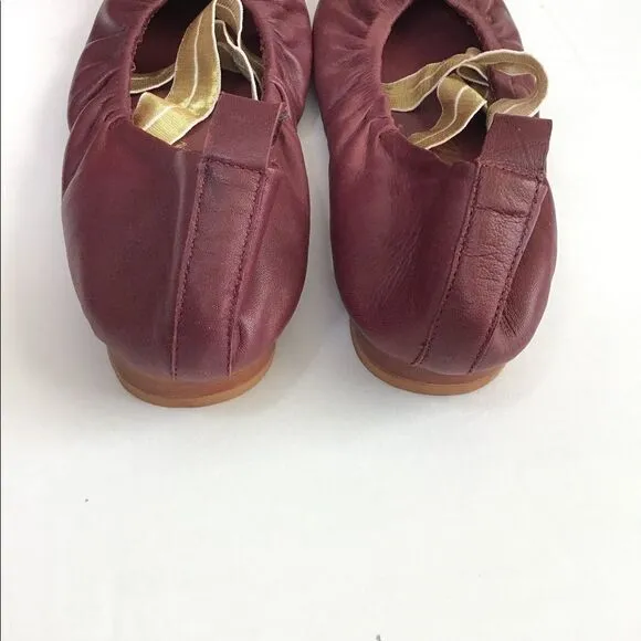 Free People Red Leather Flats Solitaire Pointed Toe Slip-On Shoes Size 11 New