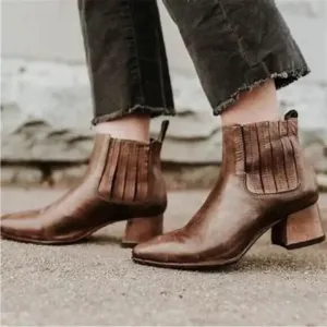 Freebird by Steven Dane Brown Leather Heeled Booties Boots